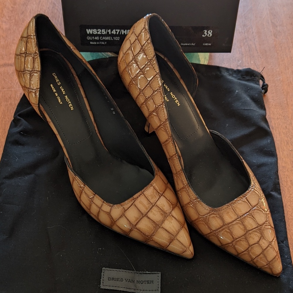 Crocodile print heels